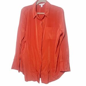 Nine West Orange button down blouse size XL